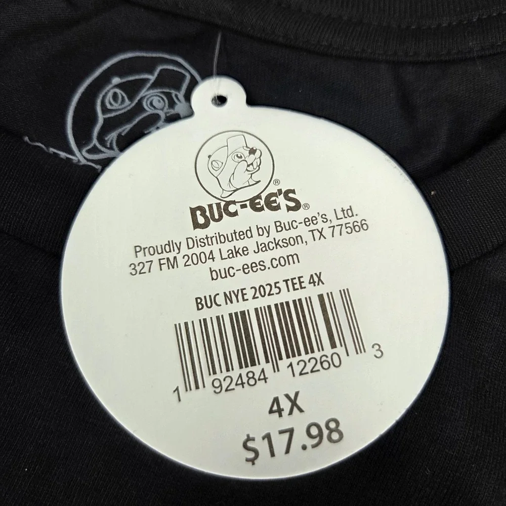 Buc-ee's T-Shirt Unisex 4XL‎ Black New Year 2025 Glow In The Dark Graphic Tee